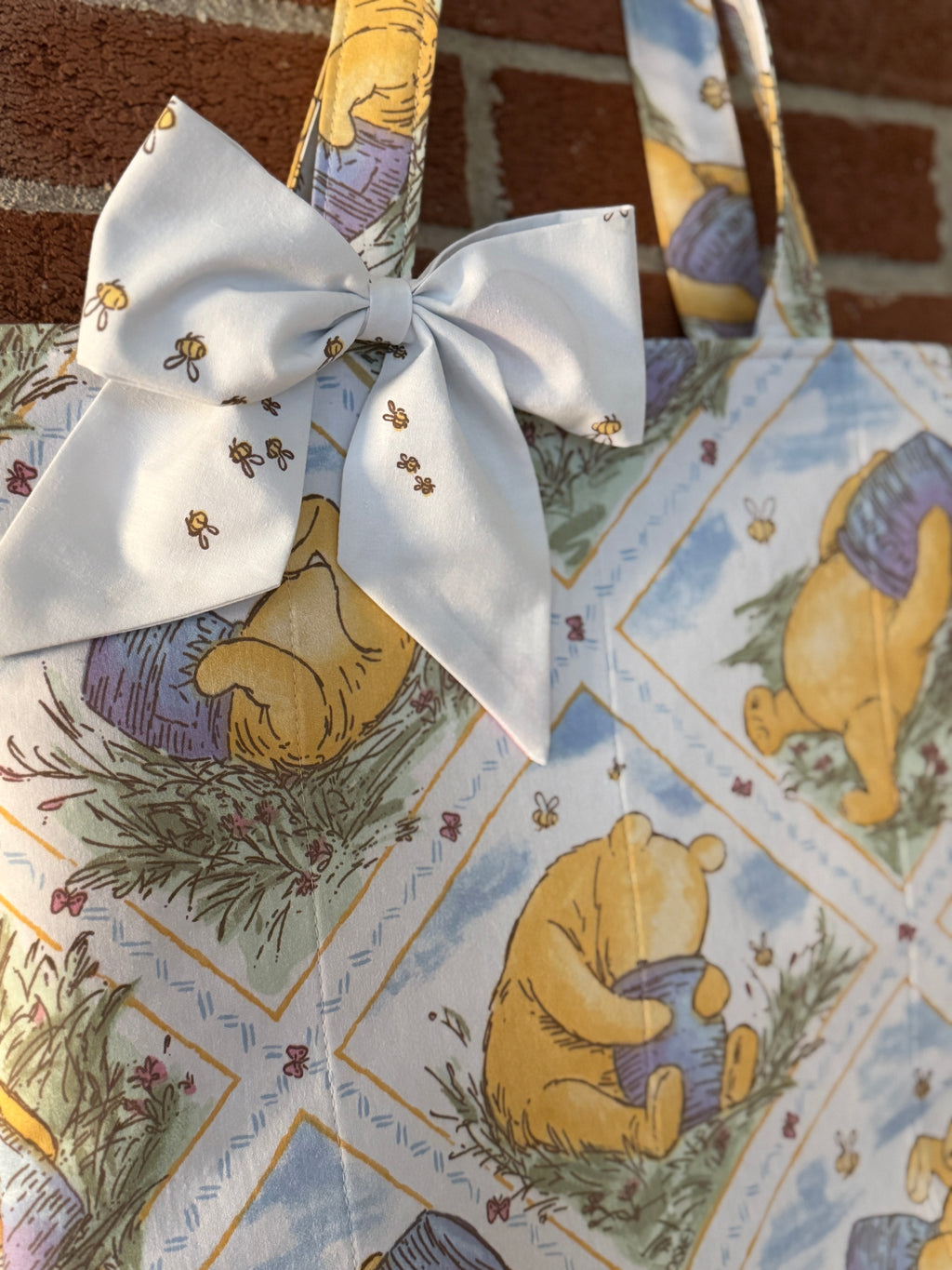 Time for Something Sweet • Vintage 1990s Winnie the Pooh Quilted Tote Bag