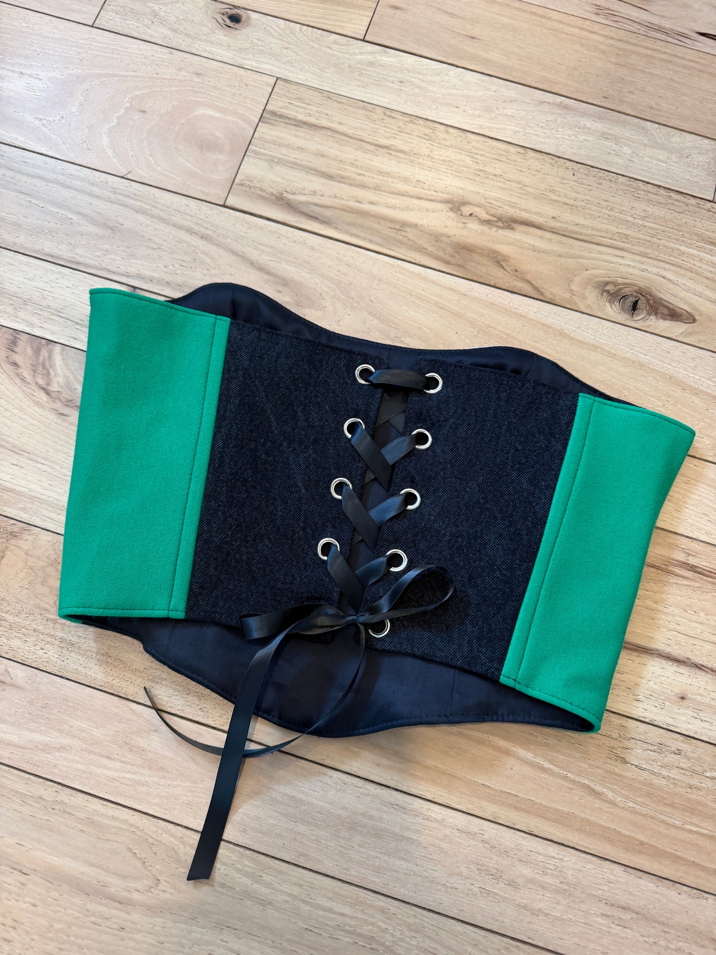 Upcycled Celtics Denim Corset Top
