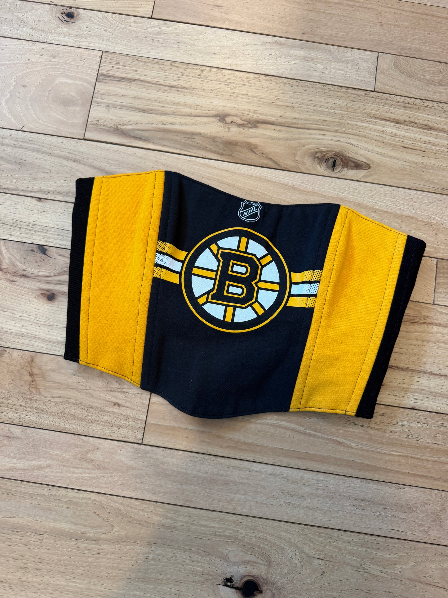 Upcycled Bruins Denim Corset Top