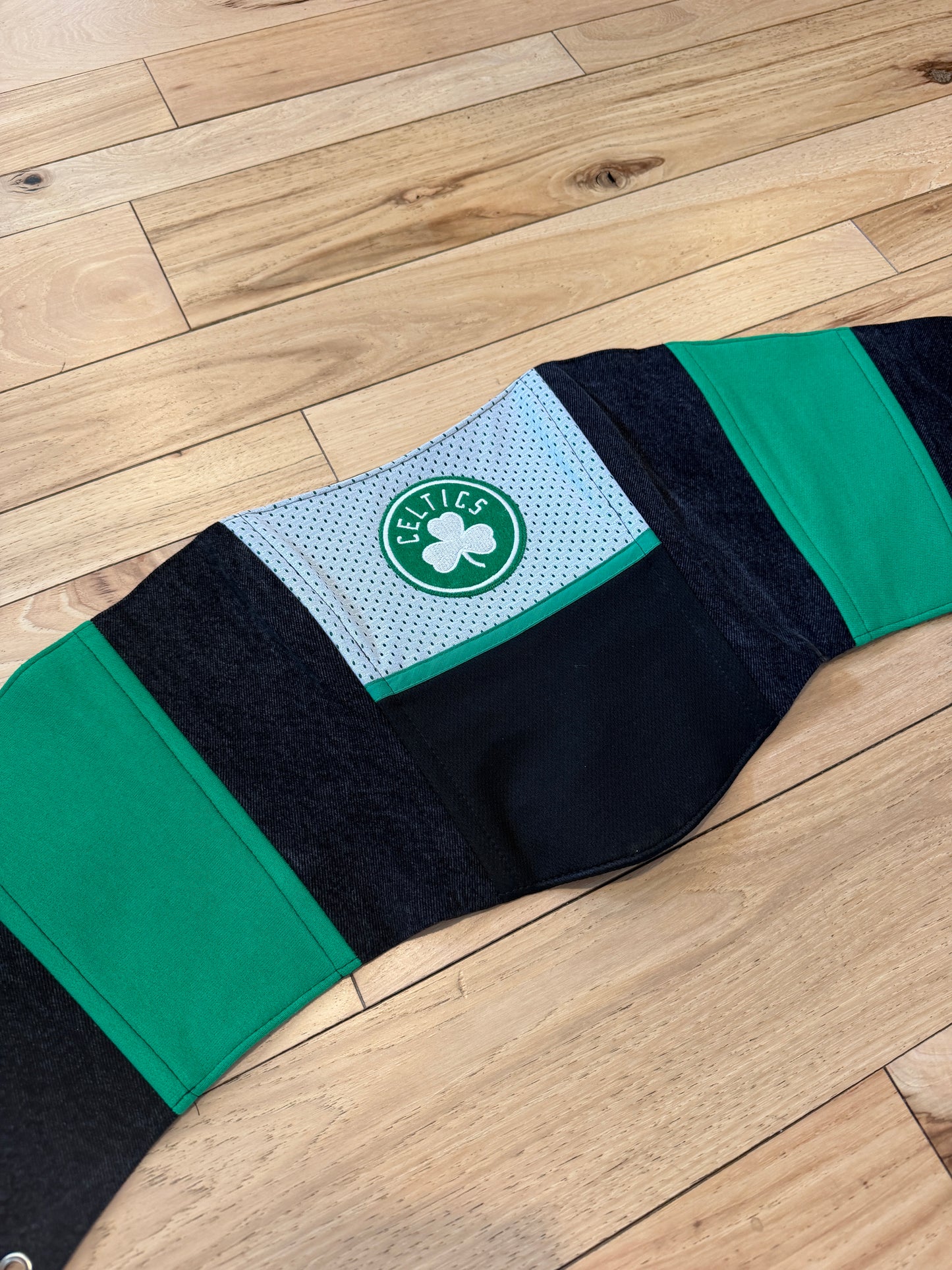 Upcycled Celtics Denim Corset Top
