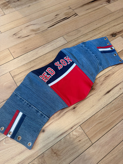 Upcycled Red Sox Denim Corset Top