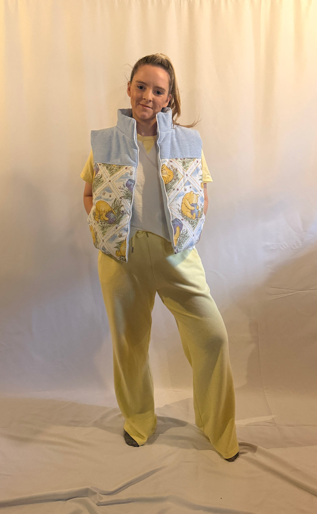 Time for Something Sweet • Vintage 1990s Winnie the Pooh Cropped Puffer Vest