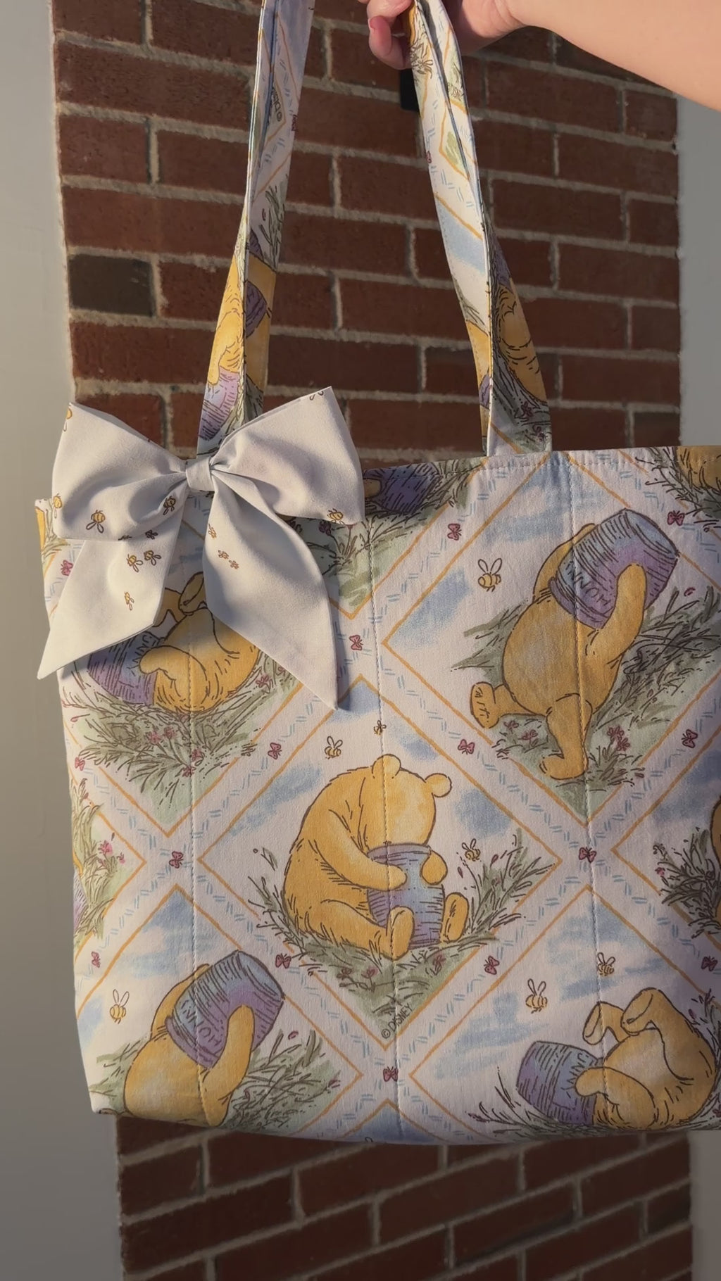 Time for Something Sweet • Vintage 1990s Winnie the Pooh Quilted Tote Bag