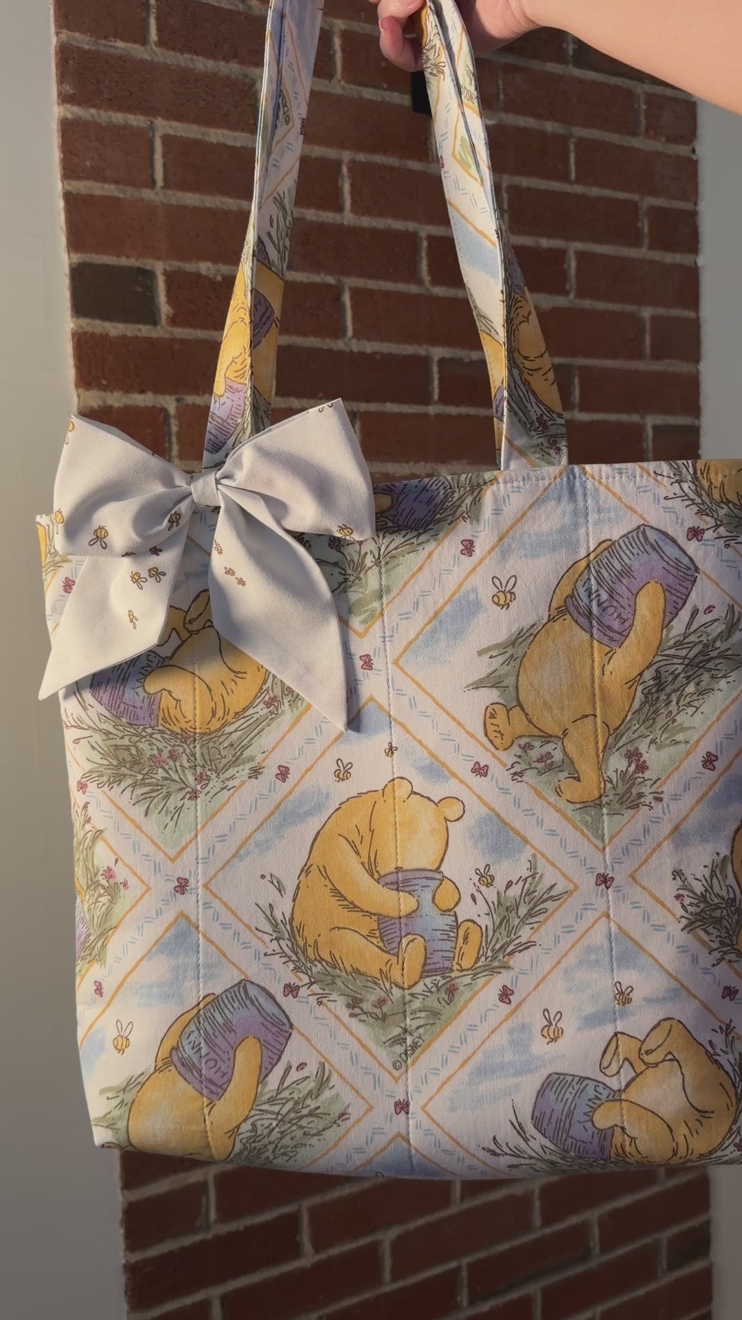 Time for Something Sweet • Vintage 1990s Winnie the Pooh Quilted Tote Bag